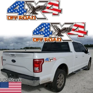 2Pcs US Flag Eagle 4X4 Off Road Graphic Truck Bed Side Decal Stickers Universal - Picture 1 of 8