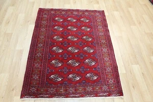 ALFOMBRA DE LANA TORKMEN HECHA A MANO DE COLECCIÓN CON TEJIDO FINO Y EXCELENTE COLOR 140 X 105 CM - Imagen 1 de 12