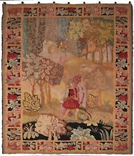 Rare Antique French Tapestry Pictorial Large Tapestry Verdure 5x6 153cm x 204cm