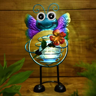 Cute Metal Butterfly Solar Ball Led Light Ornament Light No Wiring Required - Image 1 of 4