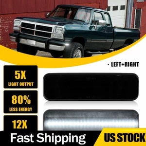1/2SET Smoked White Front Fender Side Marker Light For Dodge W100 W150 W250 W350 - Picture 1 of 13