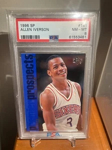 1996 SP Upper Deck Allen Iverson Rookie Premier Prospects PSA 8 - Picture 1 of 2