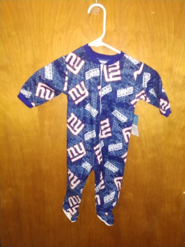 NFL New York Giants Infant Full Zip Sleeper Foot Grips Body Suit 6/9 Months NWT Cover