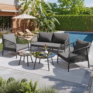 Sitzgruppe 5 tlg. Lounge Set Gartenmöbel Gartengarnitur Sofa für Balkon Terrasse - Bild 1 von 14