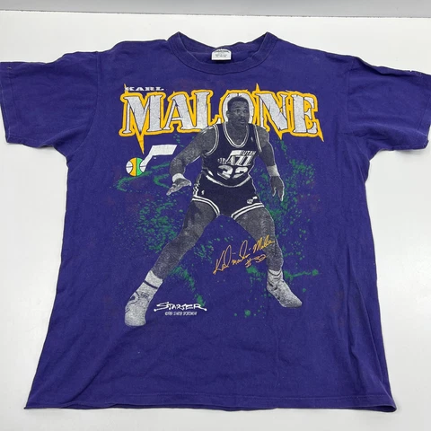 Starter Karl Malone 32 Utah Jazz Purple Graphic T-Shirt Size XL Vintage 1989 Cover