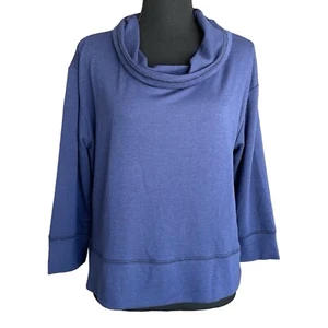 DANIALI Wasserfallausschnitt Boxy Top hoher niedriger Saum blau Freizeit Pullover Damen L - Bild 1 von 8