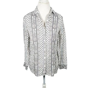 J. McLaughlin Chainlink Equestrian Regal Button Shirt Silk Preppy Stretch Size S - Picture 1 of 9