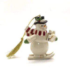 Lenox Skiing Snowman Ornament White with Red Scarf Porcelain Figurine Vintage - Picture 1 of 6