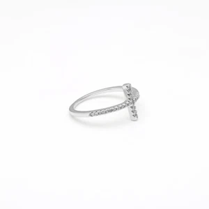 Solitär Diamant Kreuz Ring 14K Weißgold Diamant 0,25ct 925 Sterling Silber - Bild 1 von 3