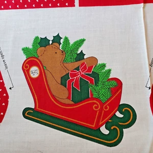 Vtg Sleigh W Teddy & Package Cut & Sew Keepsake Crafts VIP Cranston Print Works - Picture 1 of 11