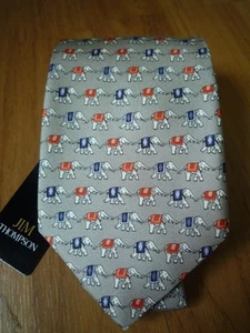 Jim Thompson Neck Tie Thai Silk Men Accessories Vintage Classic Brown NC12 - Picture 1 of 4
