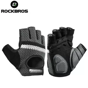 ROCKBROS Knitting Half Finger Sports Gloves MTB Bike Bicycle Cycling Gym Fitness - Picture 1 of 10