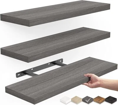 BAYKA Estantes Flotantes para Pared, Estantes de Madera Rústica Montados en Pared para Baño,  Foto 1 de 4