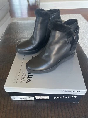 Botas de cuña Aqualtalia Cameron pantorrilla negra con pulgar - para mujer talla 8 - usadas una vez Foto 1 de 4