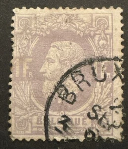 1869 Belgium King Leopold II 1f Mauve FU SG56 - Picture 1 of 2