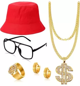 Collar Disfraz Hip Hop Rapero 80S/90S Genial Accesorios para Suministros de Fiesta - Imagen 1 de 6