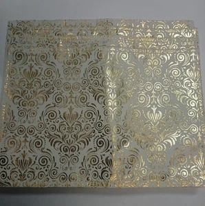 Colordrift 4-teiliges Set Damast Beige Tischsets Metalic Gold Schnörkel Design Esszimmer - Bild 1 von 6