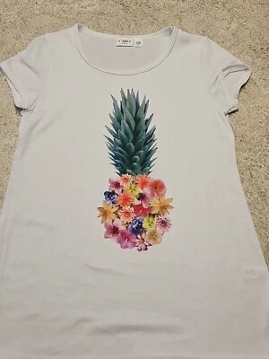 Cato Youth Girls Graphic Print Pineapple Short Sleeve White Tshirt Size XL - Image 1 of 4