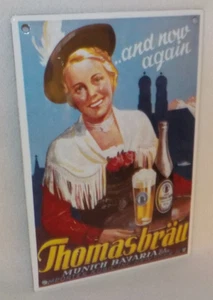 ++ Paulaner Werbeschild - Thomasbräu - 25 x 17 cm Werbetafel ++ - Bild 1 von 7