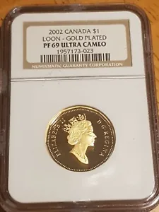 ➡➡2002 Canada NGC 69PL Ultra Cameo Collector's 1987-2002 GOLD plated Loonie - Picture 1 of 4