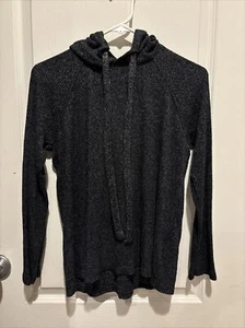 EUC Kenneth Cole Pullover Hoodie Long Sleeve Drawstring Tie Neck Size M Black - Picture 1 of 8