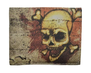 Mens Bifold Exotic Wallet "Left, Skull,Camouflage" Synthetic Leather Card Holder - Picture 1 of 10