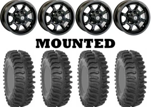 Kit 4 System 3 XT400 Tires 35x10-15 on Moose 415X Matte Black Wheels 1KXP - Picture 1 of 5
