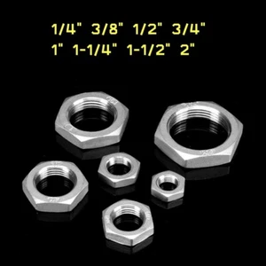BSP 1/4" 3/8" 1/2" 3/4" 1" ~ 2" 304 Stainless Steel Thin Hexagon Nuts Lock Nuts - Picture 1 of 16