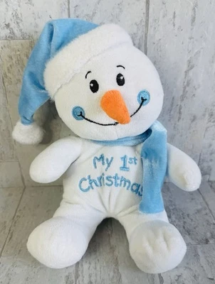 Шляпа шарф Dandee Snowman My 1st Christmas синяя плюшевая мягкая игрушка первая - Изображение 1 из 4