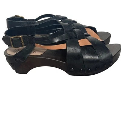 Zueco sandalia madera cuero Jax & Bard para mujer 38 negro marrón honda tachuelas traseras boho Foto 1 de 4