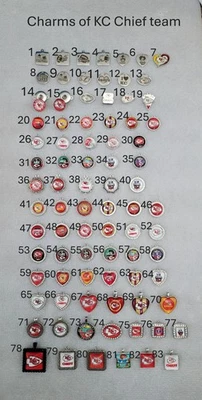 Venda de 2-4 peças Berloques de boa qualidade de futebol americano NFL KC Chiefs, muitos designs, - Imagem 1 de 4