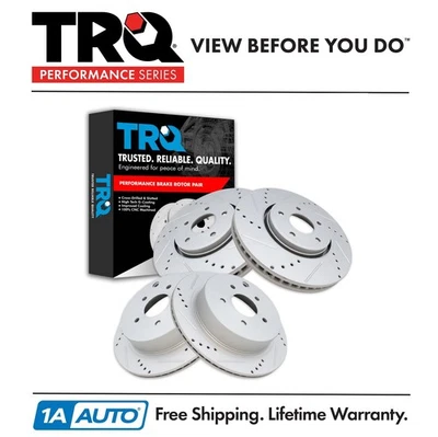TRQ Front & Rear Drilled Brake Rotors Fits 05-14 INFINITI FX35 FX37 FX45 QX70 — 第 1/4 张图片