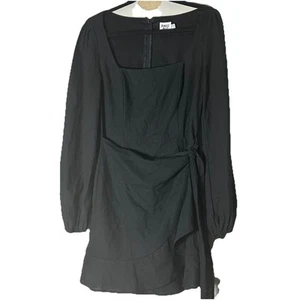 Princess Polly women Bodeni Black Long ballon Sleeve Wrap Front Mini Dress Sz 8 - Picture 1 of 8