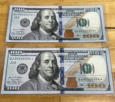 2021 $100 Federal Reserve Replacement Star Note UNC Consecutive Serial Numbers - Image 1 of 4