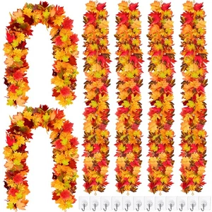 6er Pack Ahornblätter Girlande 5,8ft/Pc Künstliche Herbst Dekorationen Bunt Aut... - Bild 1 von 7