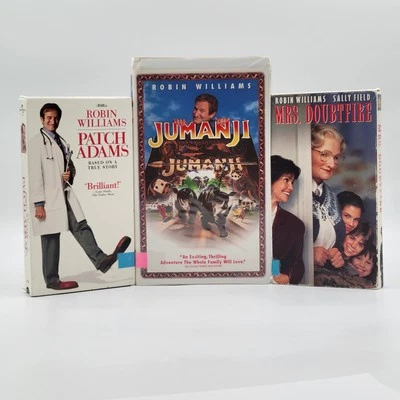 Robin Williams VHS Bundle -Patch Adams- -Mrs.Doubtfire- -Jumanji- - Image 1 of 4