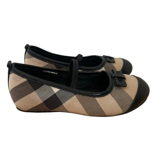 Zapatos bailarina planos Burberry para niños Nova Check de lona de cuero para niñas EU 26 US Y9.5 - Imagen 1 de 9