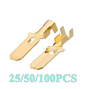 YAZAKI 6.3mm Automotive Spade Pickling Crimp Male Plug Pin Terminals Contact New - Picture 1 of 2