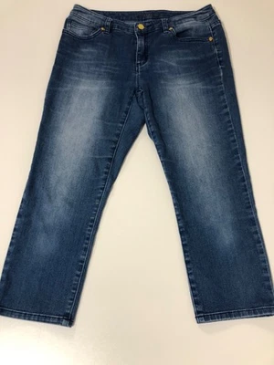 Pantalones de mezclilla para mujer Michael Kors azules talla 6 rectos recortados tiro medio entrepierna de 22" Foto 1 de 4