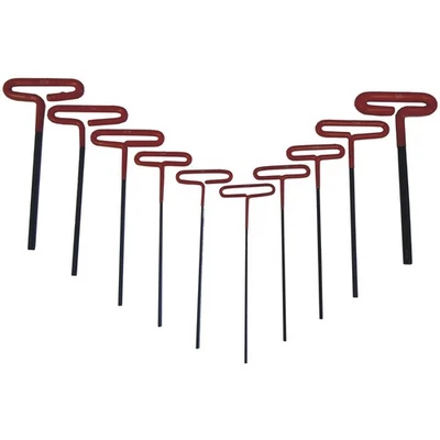 Wrench, Hex Key, Dipped T-Handle, SAE, 10pc Set 3/32" to 3/8" - Image 1 of 3