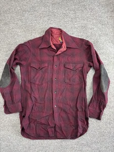 Vintage Pendleton Shirt Mens Medium Wool Plaid Lined Elbow Patch USA 70s - Picture 1 of 6
