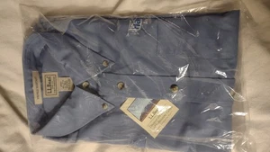 Camicia elegante Van Heusen uomo blu popeline casual con bottoni L alta NUOVA - Foto 1 di 5