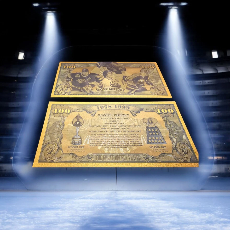   Wayne Gretzky folha de ouro nota de US$ 100 - Imagem 1 de 3