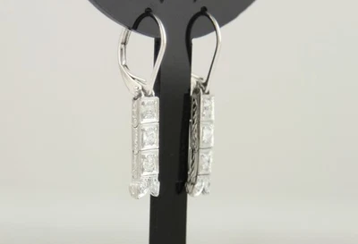 Paar Art Deco Ohrringe Platin 1,0ct Diamanten Altschliff Brillanten Art Déco - Bild 1 von 4