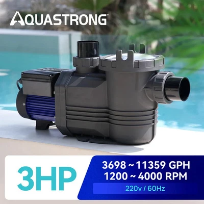 Aquastrong Variable Speed Pool Pump, 3 HP, 220V, 11359GPH, In/Above Pool Pump, - Image 1 of 4