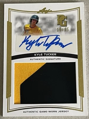 2014 LEAF PERFECT GAME NATIONAL SHOWCASE KYLE TUCKER 2 COLOR PATCH AUTO 19/25 - Image 1 of 2