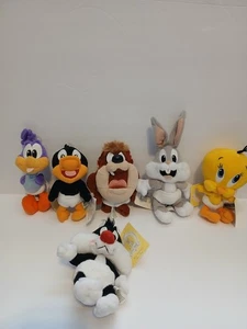 Vintage 1998 Warner Bros Studio Store Bean Bag Peluche Looney Tunes lotto misto di 6 - Foto 1 di 9