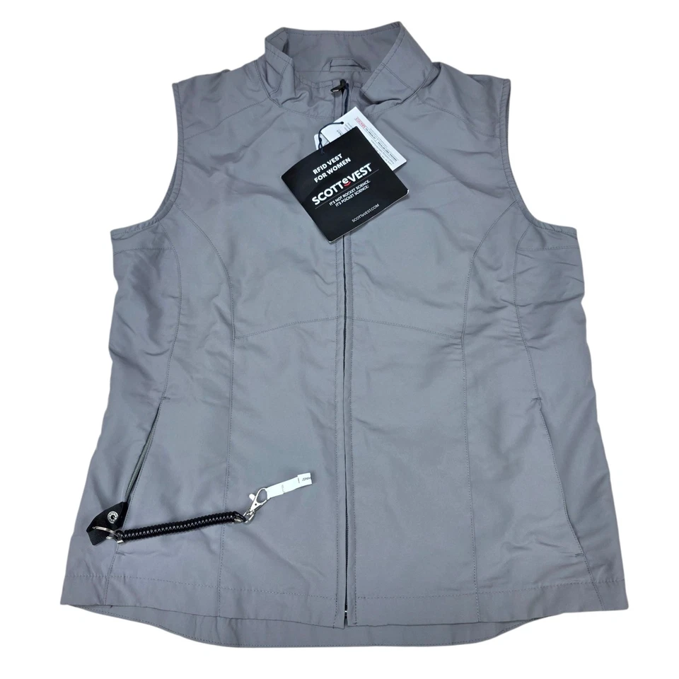 New SCOTTeVEST RFID Gray Vest Women’s Medium TEC Utility Full Zip NWT - Image 1 of 4