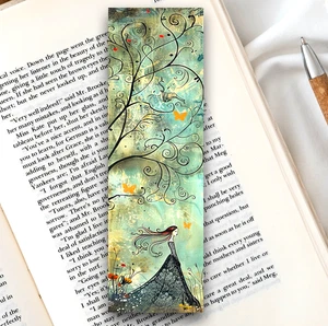 Skurriles Lesezeichen - Mädchen im Wald, 6x2 laminiert Geschenk für Buchleser - Bild 1 von 3