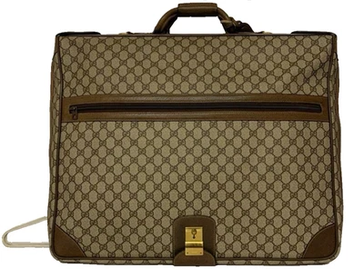 Gucci VTG Garment Bag Case GG Monogram Canvas Leather Beige Brown - Image 1 of 4